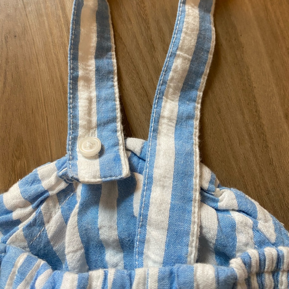 Anthropologie Blue & White Striped Strawberry Embroidered Cropped Tank - Picture 7 of 9